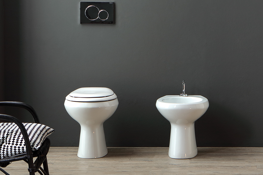 Vaso/Bidet Scarico a Pavimento con Erogatore per Disabili - Neox Ceram