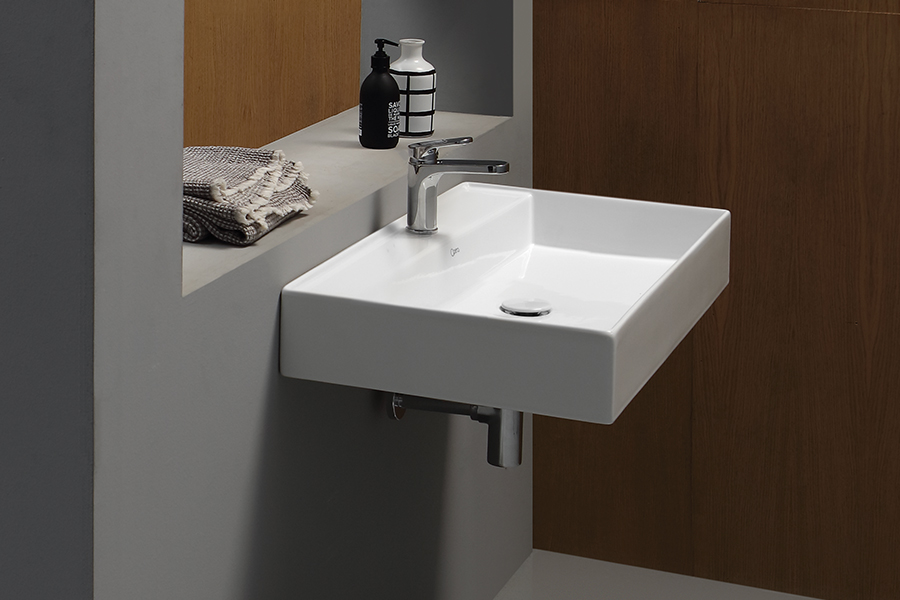 Lavabo da appoggio o sospeso cm. 60x46 Akaia